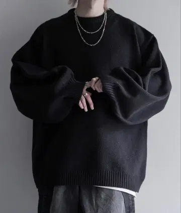 cussil 하이 기능성 니트 와이드 벌룬 슬리브 루즈 스웨터