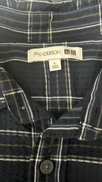 JW ANDERSON 네이비 체크 무늬 L 사이즈 셔츠