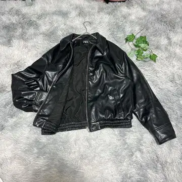 ZARA 자라 (M) 긴팔 인조 가죽 자켓 아우터 블루종 광택감