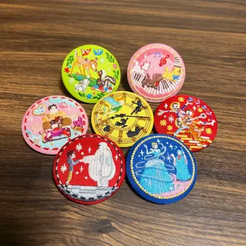 디즈니 캐릭터 자수 핀 배지 7개 세트