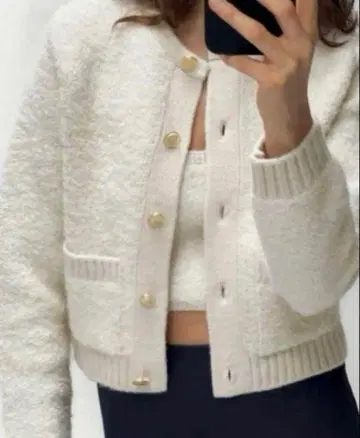 ZARA 부클레 니트 자켓 가디건 M