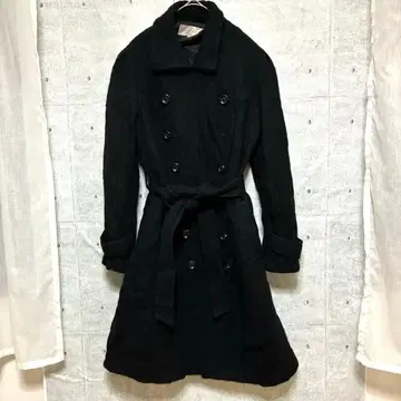 테라스 롱 코트 더블 브레스트 허리 벨트 포함