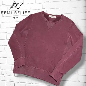 REMI RELIEF 레미리프 양V 데미지 가공 맨투맨 핑크