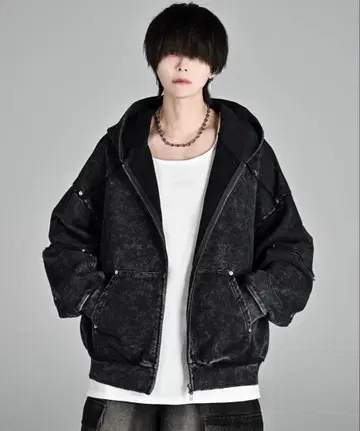 ADRER 빈티지 메이크 디자인 헤비 웨이트 더블 지퍼 후드티