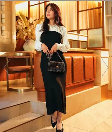 [하자품] anysis 셔츠 콤비 리브 니트 원피스 택 포함 새상품