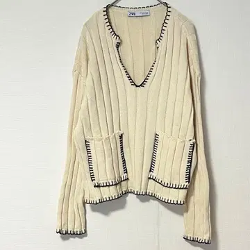 자라 ZARA 대비 탑스티치 니트 스웨터 [ S ]