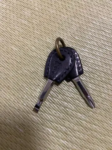 가죽 더블 키링 블랙