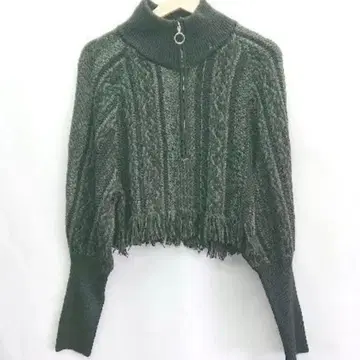 Knuth Marf 다크 그린 케이블 니트 긴팔 크롭
