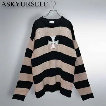 ASKYURSELF / Striped Cross Knit