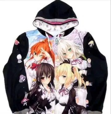 노라와 황녀와 길고양이 하트 풀 그래픽 후드티