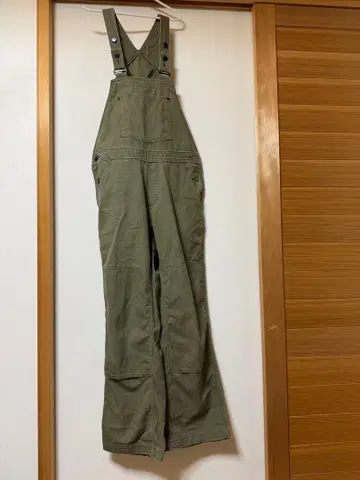 올리브 그린 코튼 오버롤