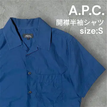[ 인기 ] A.P.C. 오픈 카라 반팔 셔츠 네이비 size:S