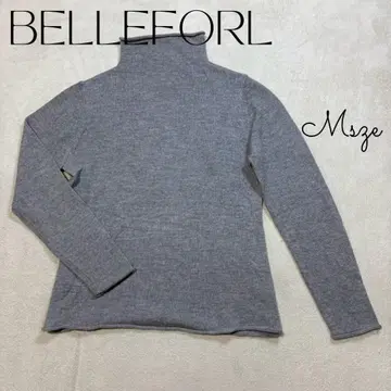 BELLEFORL 긴팔 니트 하이넥 샌드 인형 울 그레이 구제 의류