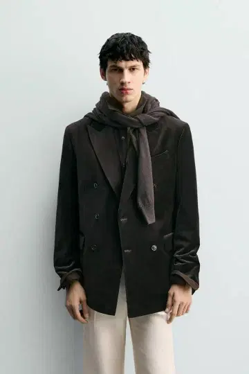 ZARA 벨벳 레귤러 핏 블레이저