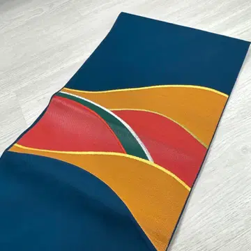 [ 전체 길이 348cm ] 나고야 오비 물결 무늬 네이비