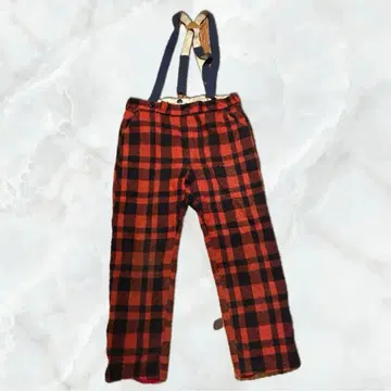 [ 빈티지 ] 빨간색과 블랙 체크 서스펜더 팬츠