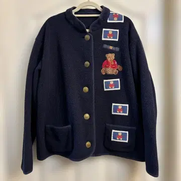 핑크하우스 네이비 플리스 자켓 곰 자수 빈티지 제품