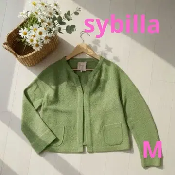 sybilla 봄 색상 피스타치오 노카라 가디건 자켓 성숙/러블리