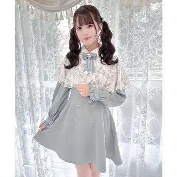 ROJITA 세퍼레이트 케이프 롱 슬리브 원피스 블루