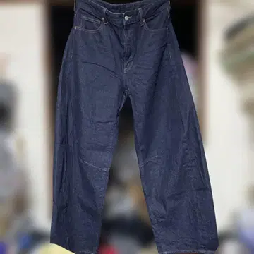 배럴 레그 진 지유 사이즈 XL 데님 GU 스티치