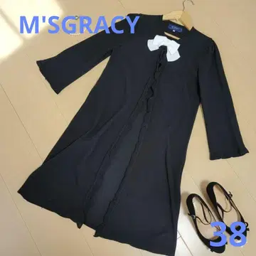 M'SGRACY [새상품급] 리본 달린 롱 가디건 프렌치 걸리시 블랙