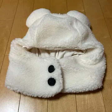 디즈니 미키 귀 화이트 보아 팬캡 모자 화이트 머플러