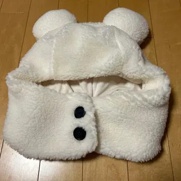 디즈니 미키 귀 화이트 보아 팬캡 모자 화이트 머플러