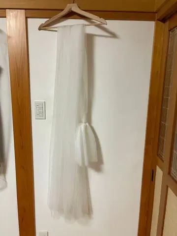 화이트 튤 웨딩 베일 화이트 튤 백리본