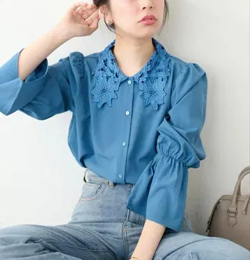 내추럴 꾸뛰르 natural couture 성인 레이스 카라 블라우스