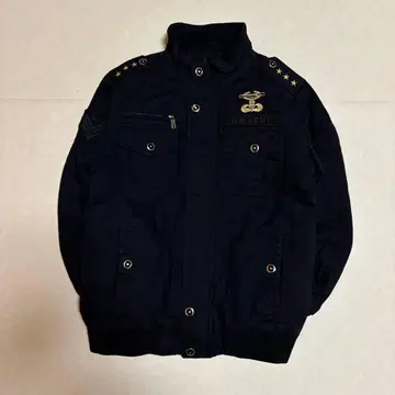 00's vintage 밀리터리 자켓 블랙 자수 y2k