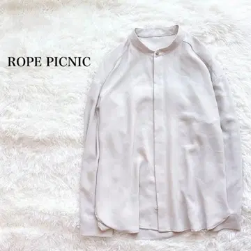 로페피크닉 백프릴 블라우스 긴팔 밴드 카라 포멀 세탁기 사용 가능