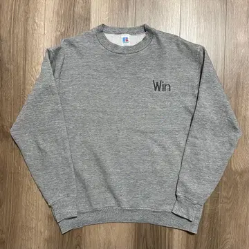 80s USA제 프린트 택 러셀 Russell 사이즈 L 그레이 자수