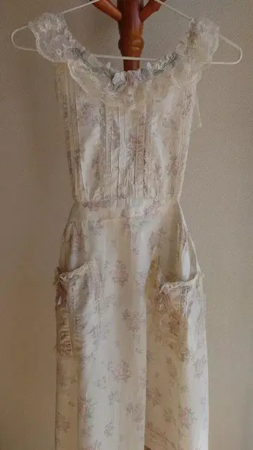 플라워 프린트 레이스 룸웨어 에이프런