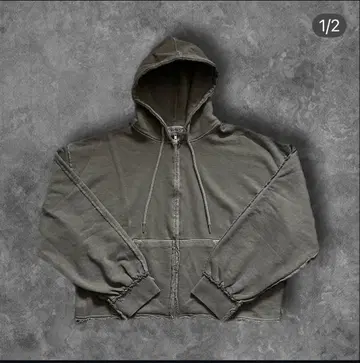 오버 사이즈 풀 집업 후드티 차콜