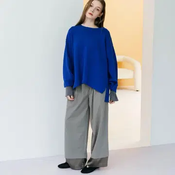 UNOF TUCK LAYERED BOTTOMS 그레이