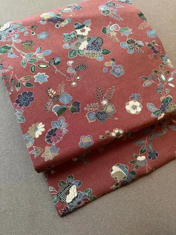 나고야 오비 꽃 핑크 크레이프 원단