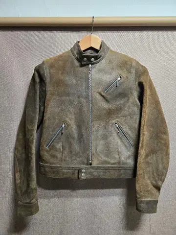 A.P.C. 빈티지 가공 스웨이드 가죽 싱글 라이더 자켓