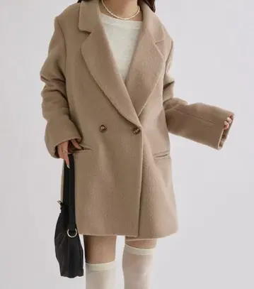 mystic 샤기 더블 자켓 카멜