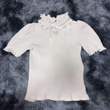 원톤 하트 컷아웃 골지 상의