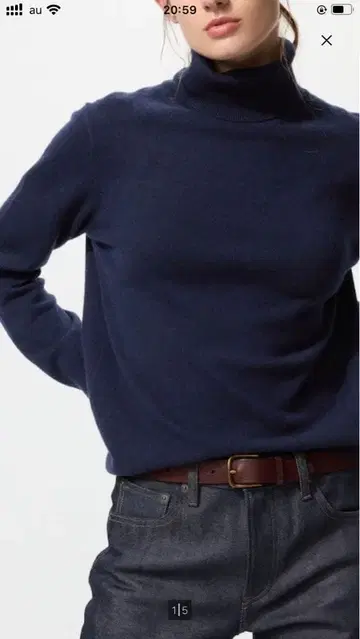 유니클로 캐시미어 터틀넥 스웨터 네이비 L