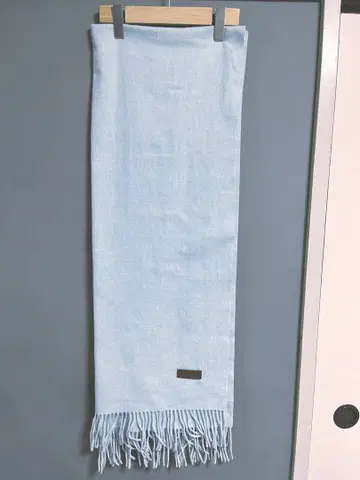 부드러운 고급 캐시미어 100% 라이트 블루 프린지 머플러