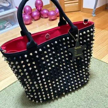 DIAVEL 스터드 토트백 블랙/레드