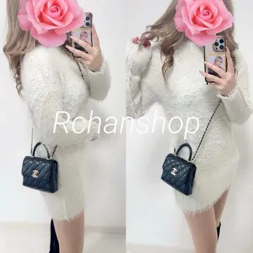 택 포함 새상품 MURUA 무루아 복슬복슬 페더 니트 미니 원피스 화이트