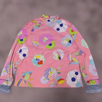 LEONARD SPORT 꽃무늬 긴팔 하이넥 상의