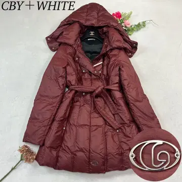 K202 L 치바이 화이트 후드 벨트 다운 코트 레드 여성용