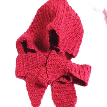 오버 사이즈 후드 부착 머플러 리본 묶음 소피 후드 손뜨개질