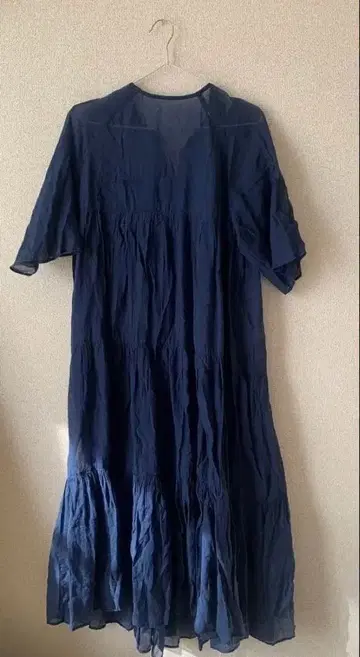 네이비 반팔 티어드 원피스