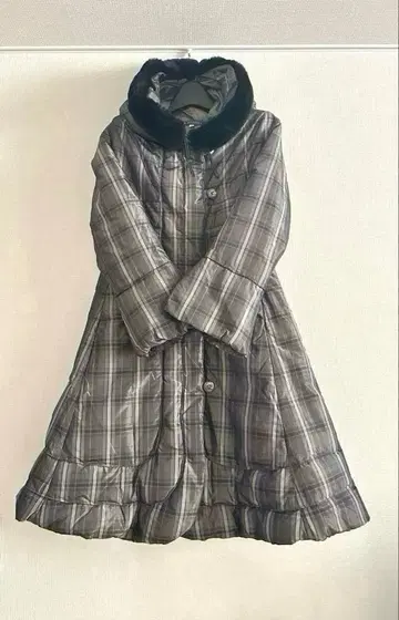 M'S GRACY 체크 다운 롱 코트 38