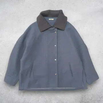 mystic 리브 칼라 울 혼방 코트 코쿤 코트 그레이 블루