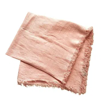새상품급 ASAUCE MELER 대형 스톨 프린지 린넨 100% 핑크